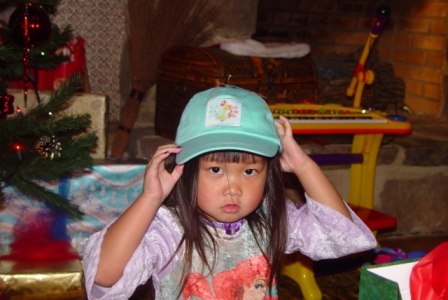 Kasen with her new TinkerBell cap